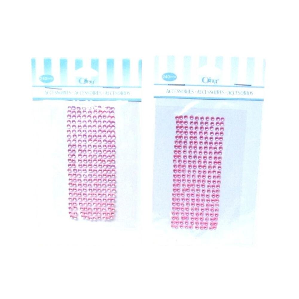 Offray Pink Adhesive Rhinestone Gems 2mm 240 Pieces Each Craft Embellishments